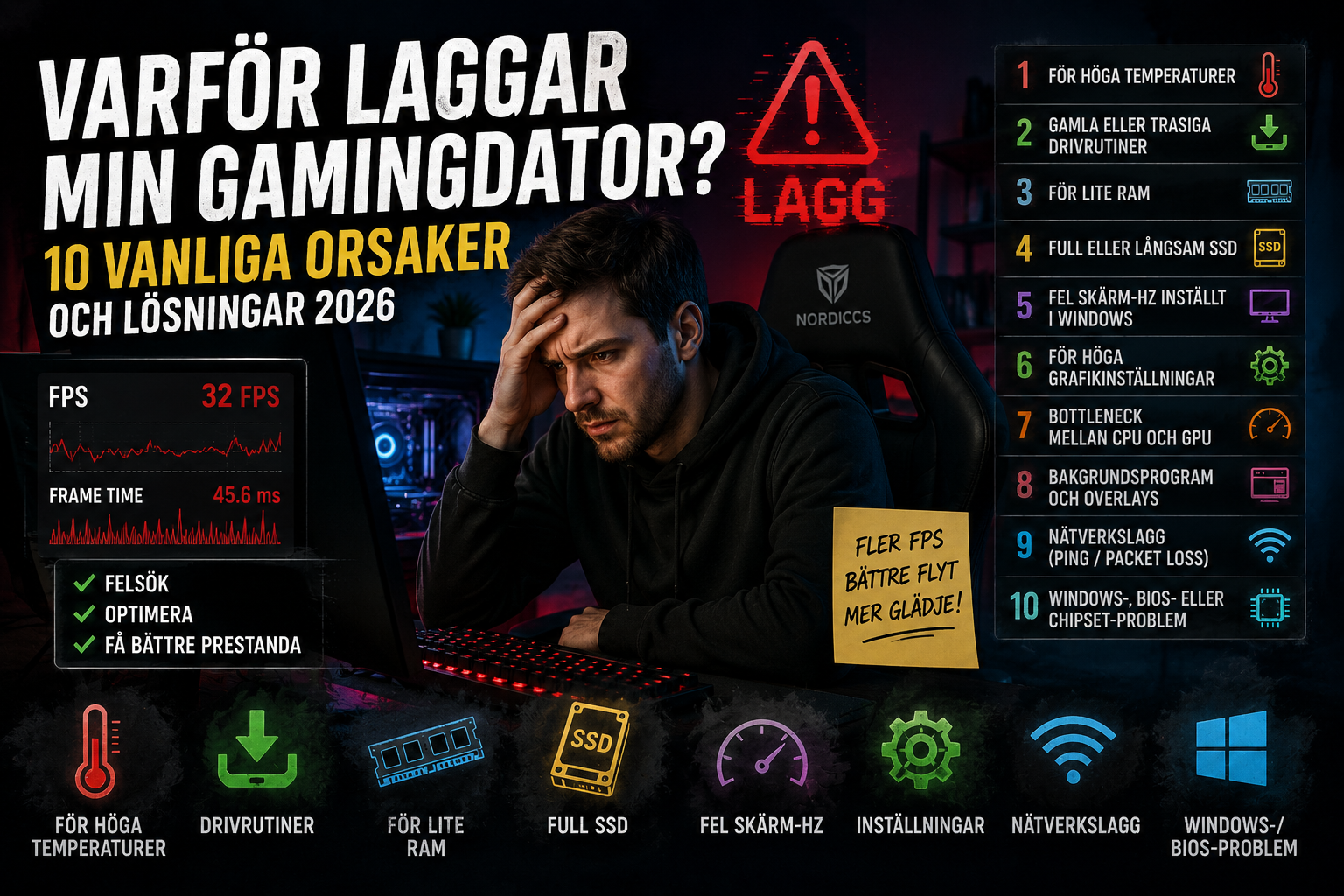 Varför laggar min gamingdator? 10 vanliga orsaker och lösningar 2026