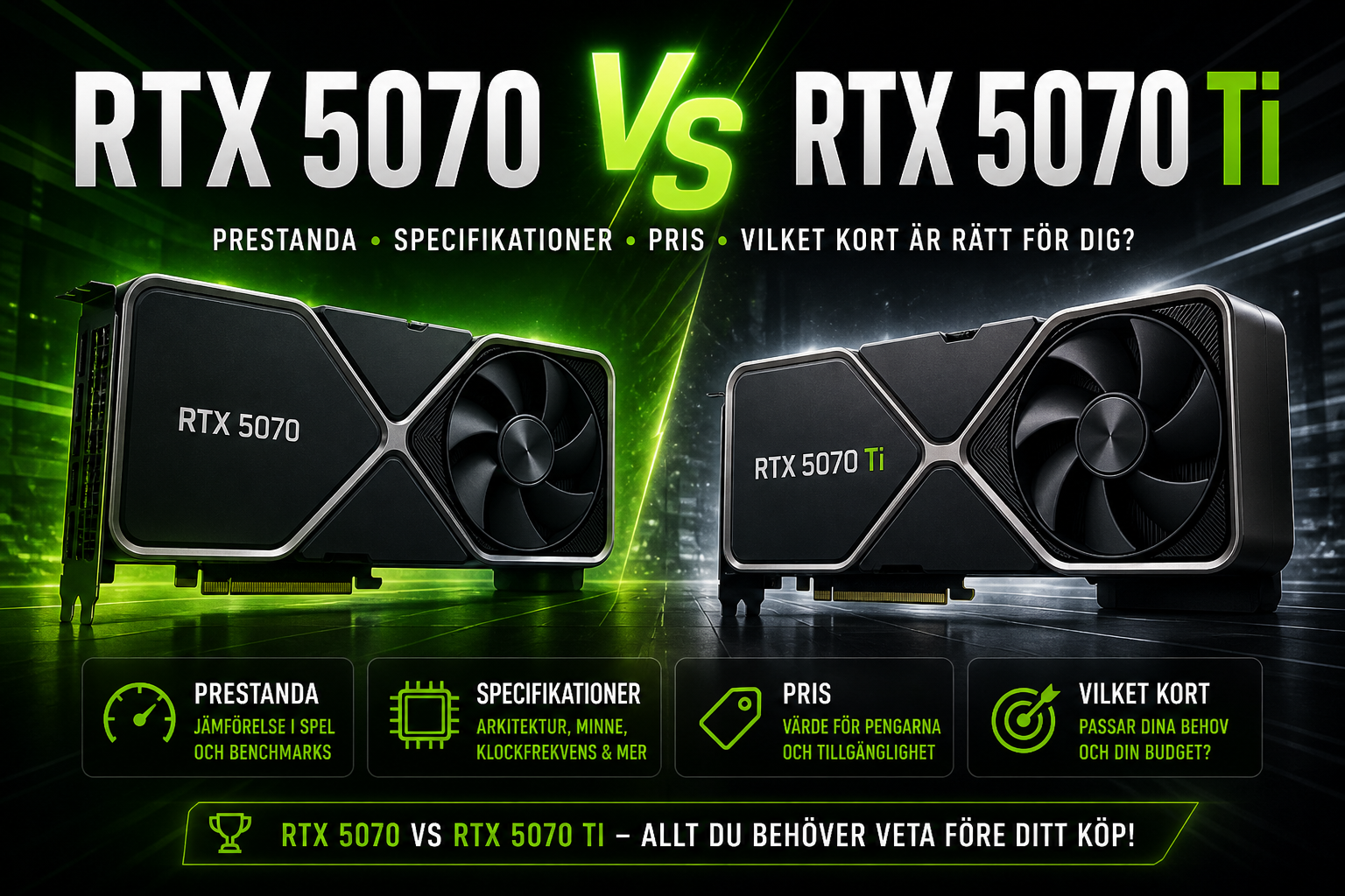 Jämförelse mellan RTX 5070 och RTX 5070 Ti för gamingdator 2026 i 1440p.