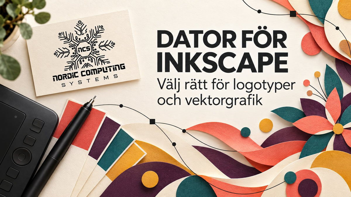 Dator för Inkscape – välj rätt för logotyper och vektorgrafik – eget tematiskt omslag med NCS-logga.