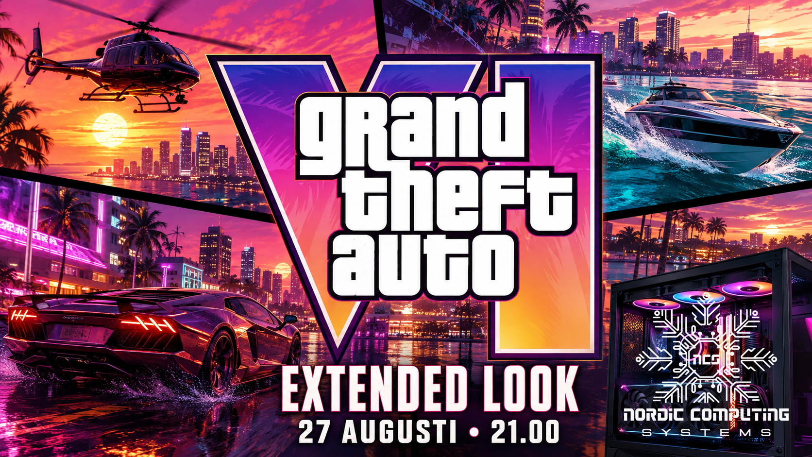 GTA 6 Extended Look den 27 augusti med Vice City-inspirerad miljö och gamingdator