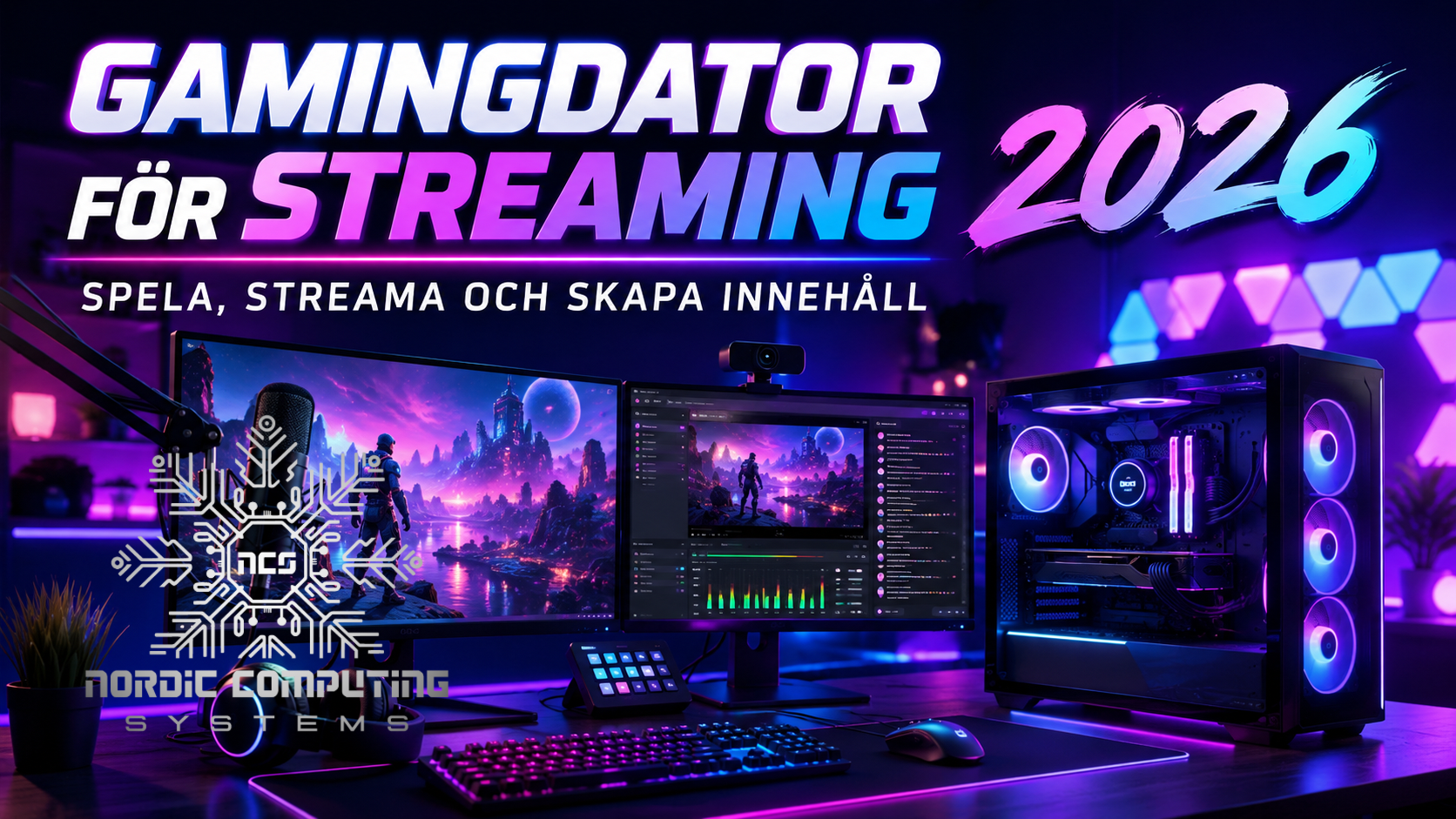 Gamingdator för streaming 2026 med fokus på OBS, Twitch, Nvidia NVENC, RAM, grafikkort och content creation.