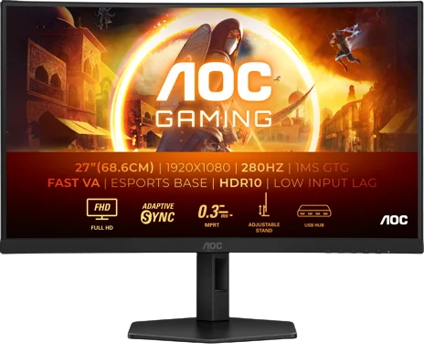 AOC Gaming C27G4ZXU – 27” FHD (1080p) Curved 280Hz